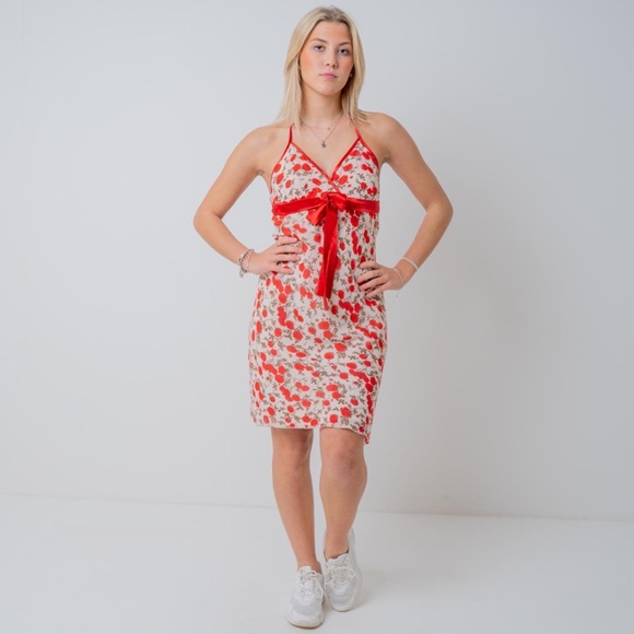 Vintage Y2K Floral Softgirl 2000s Aesthetic Ribbon Babydoll Dress S - Picture 2 of 3